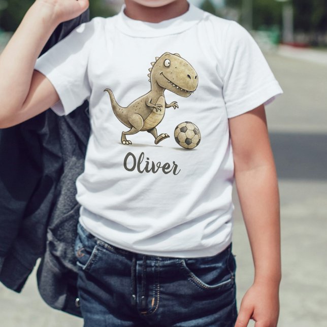 Söt Liten Trex Spelar Fotboll T Shirt (Skapare uppladdad)