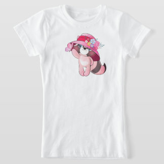 Söt Liten Tvättbjörn med Fjärilsillustration | T Shirt