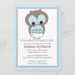 Söt liten ugglpojke Whoo Baby Shower Inbjudan