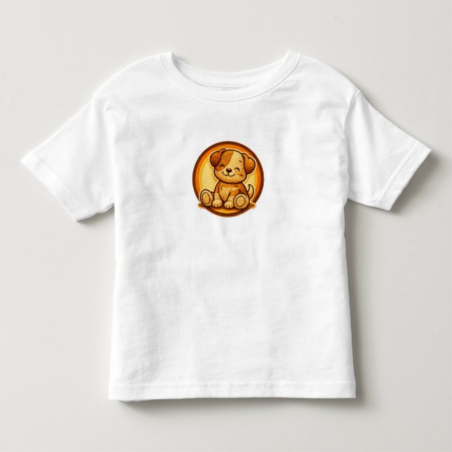 Söt liten valp Retro lapp Barn T-Shirt (Framsida)