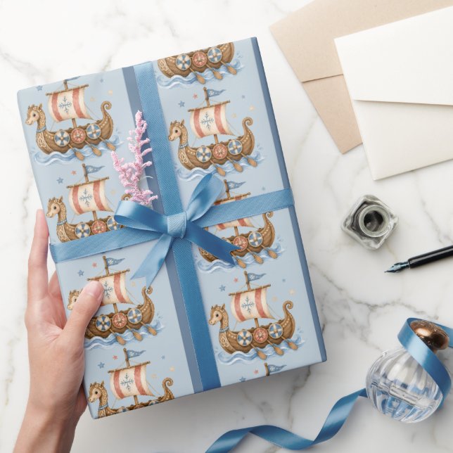 Söt liten vikingsskepps baby shower presentpapper (Gifting)