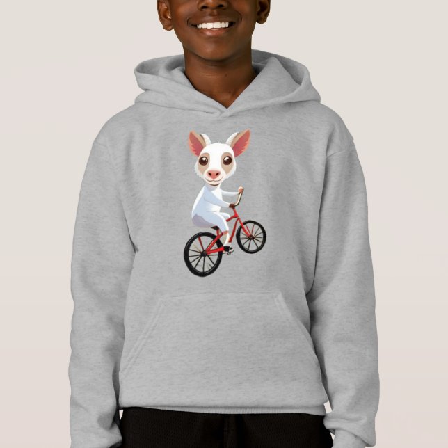Söt liten vit get på en cykel t shirt (Framsida)