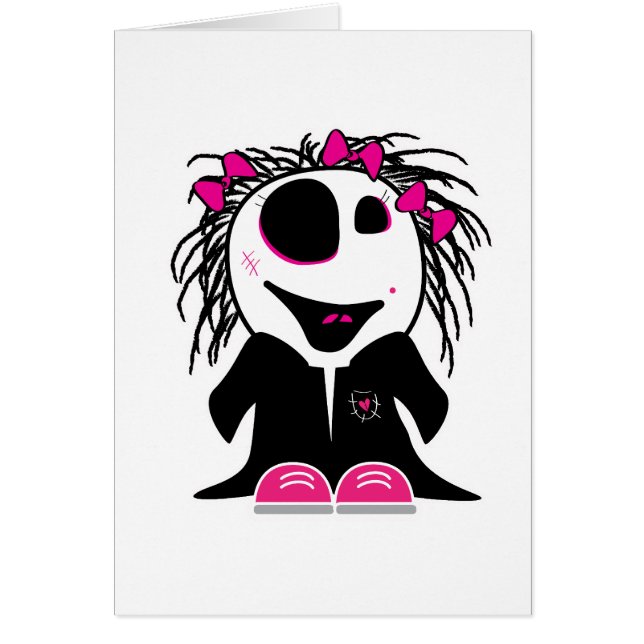 söt liten zombie-flicka hälsningskort (Framsidan)