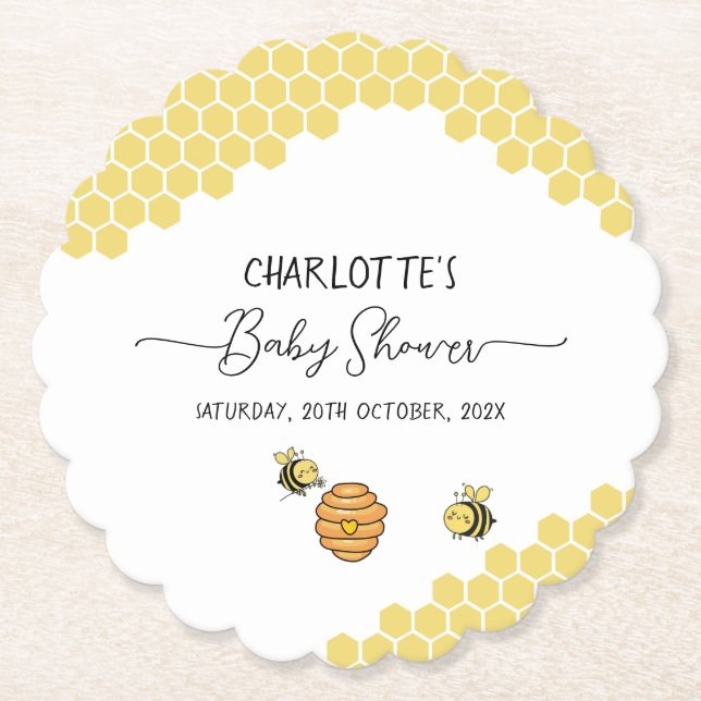 Söt litet bi bikupa baby shower underlägg papper (Framsida)