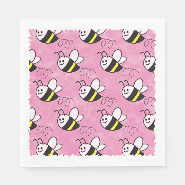 Söt litet bi-mönster vattenfärg baby shower pappersservett (Framsidan)