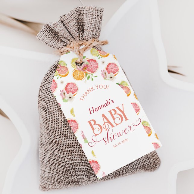 Söt litet citrus baby shower-favor presentetikett (Skapare uppladdad)