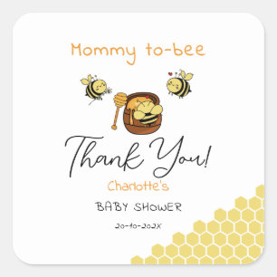 Söt litet honungsbi med sött honung baby shower fyrkantigt klistermärke