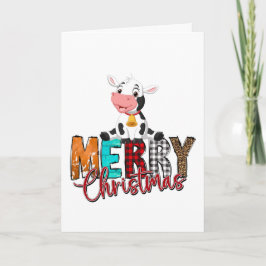 Söt litet ko-bebis Vit julkort Kort