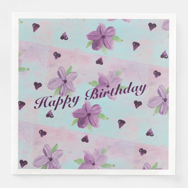 Söt Litet Lila Rosa och Blåa Pappra blöjor Pappersservett (Framsida)