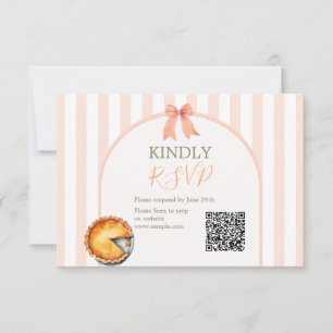 Söt litet paj orange gingham födelsedag RSVP QR-ko Tack Kort