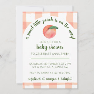 Söt litet persika Baby Shower Inbjudan