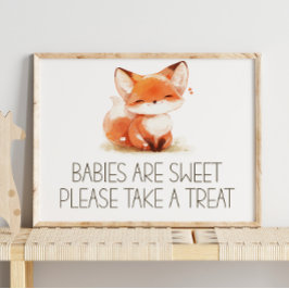 Söt litet räv i rutigt mönster Baby Shower Söt Fav Poster
