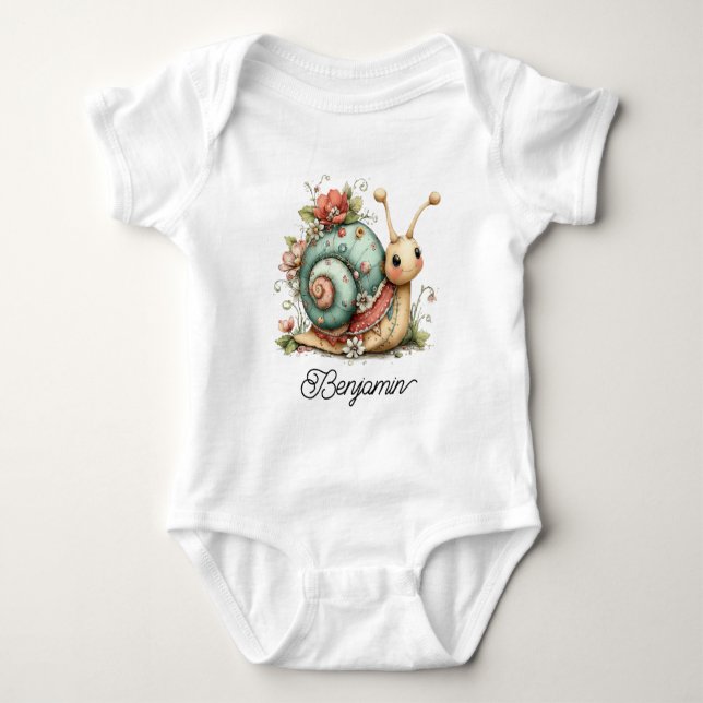 Söt litet snigel t shirt (Framsida)