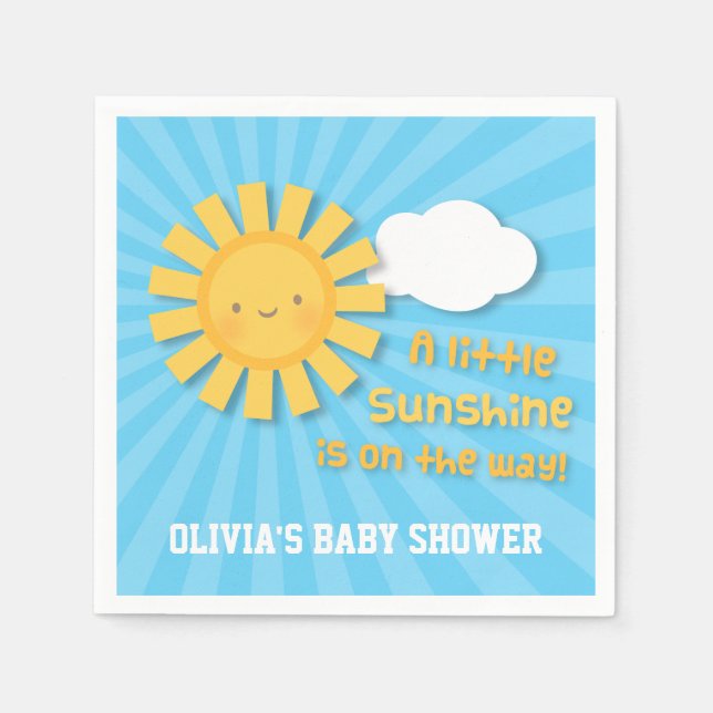 Söt litet solsken Baby Shower Tillbehör Pappersservett (Framsidan)