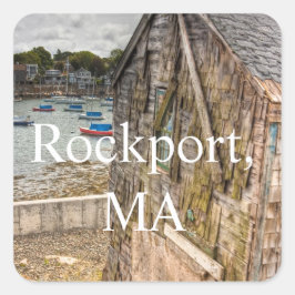 Söt Little Beach Shack Rockport, MORSA Fyrkantigt Klistermärke