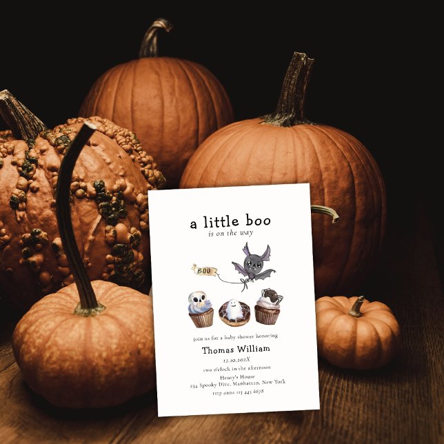 Söt Little Boo Halloween cuppie Baby Shower Inbjudningar (Sweet Little Boo Halloween cupcake Baby Shower Invitation)