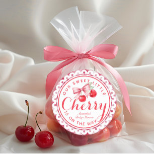 Söt Little Cherry Baby Shower Favor Sticker Runt Klistermärke