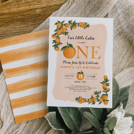 Söt Little Cutie Orange Citrus 1:a födelsedag Inbjudningar