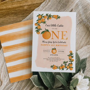 Söt Little Cutie Orange Citrus 1:a födelsedag Inbjudningar