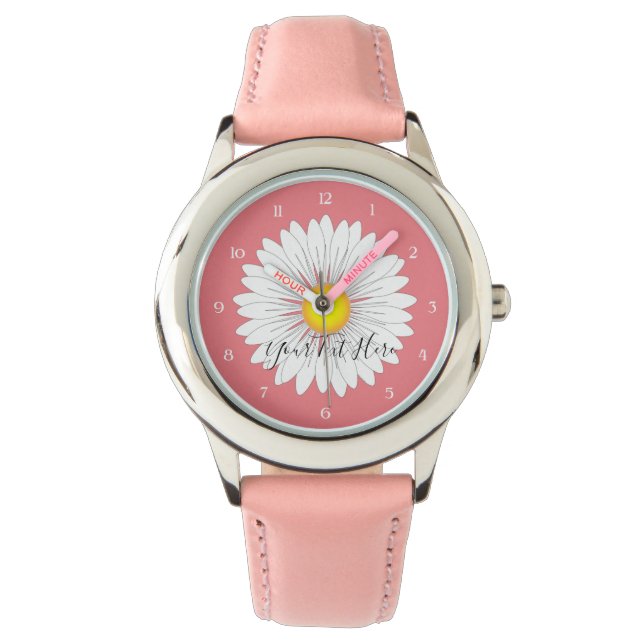 Söt Little Daisy Kids Rosa Stainless Steel Armbandsur (Framsida)