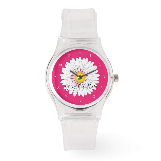 Söt Little Daisy Sporty Rosa Silicone Armbandsur (Framsida)