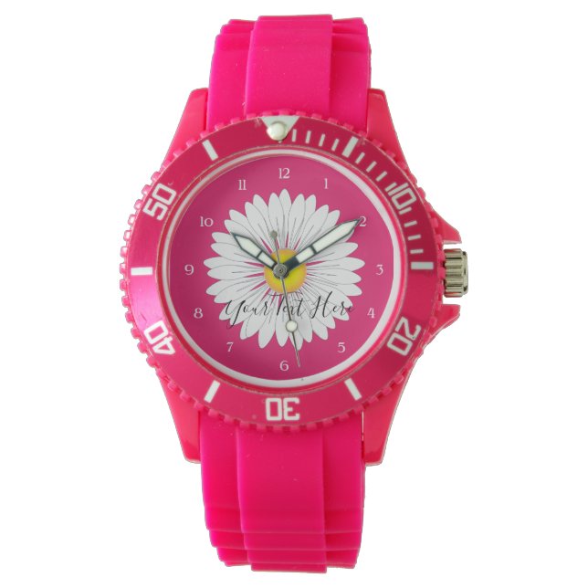 Söt Little Daisy Sporty Rosa Silicone Armbandsur (Framsida)