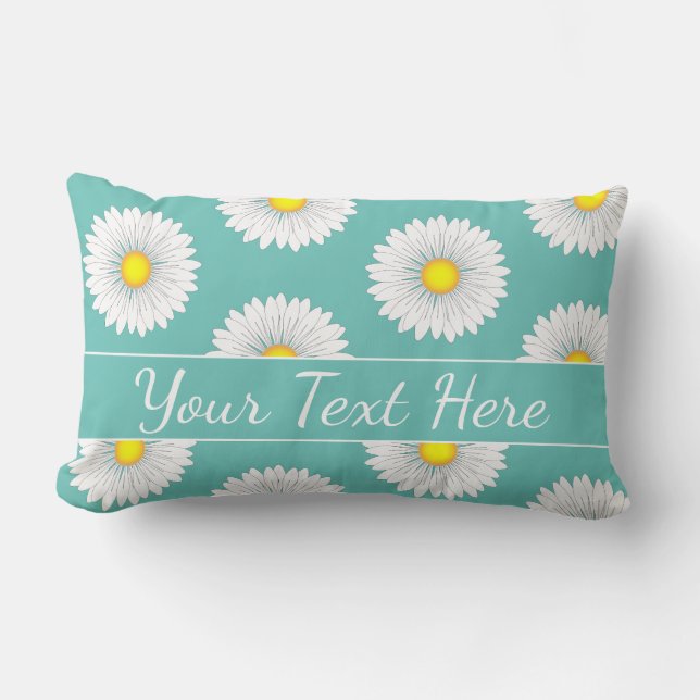 Söt Little Daisys - Teal Lumbarkudde (Framsida)