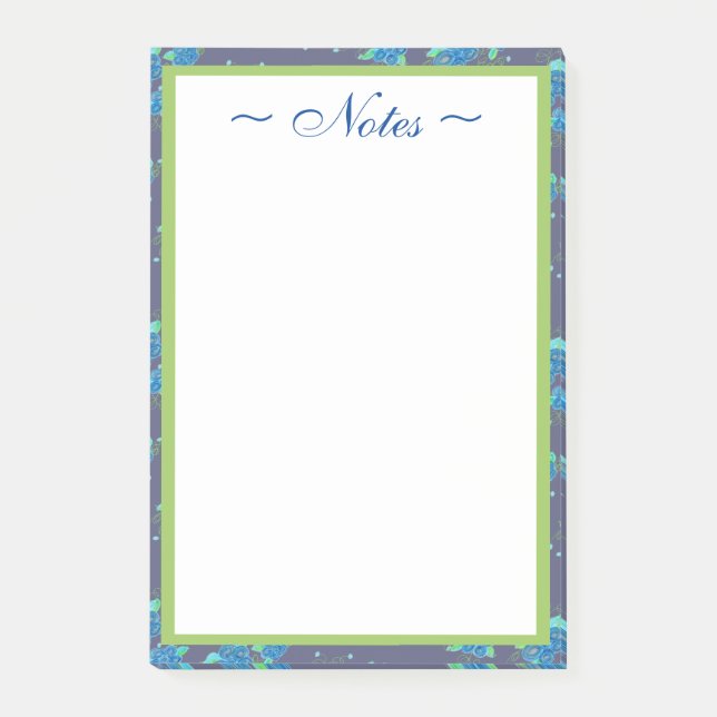 Söt Little Denim Blue Flowered Post-it Notes Block (Framsida)