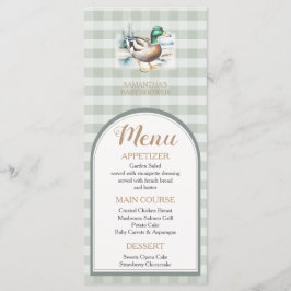 Söt Little Duckling Mallard Gingham Baby Shower Meny