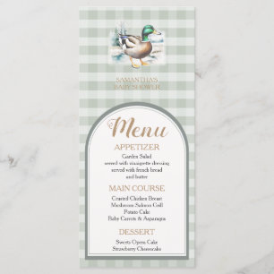 Söt Little Duckling Mallard Gingham Baby Shower Meny