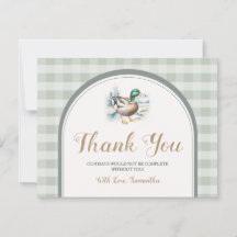 Söt Little Duckling Mallard Gingham Baby Shower