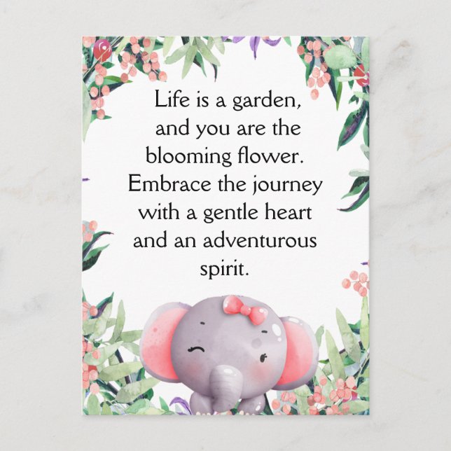 Söt Little Elephant Vykort (Framsida)