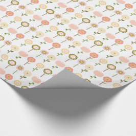 Söt Little Flowers in a Row Wrapping Papper Presentpapper
