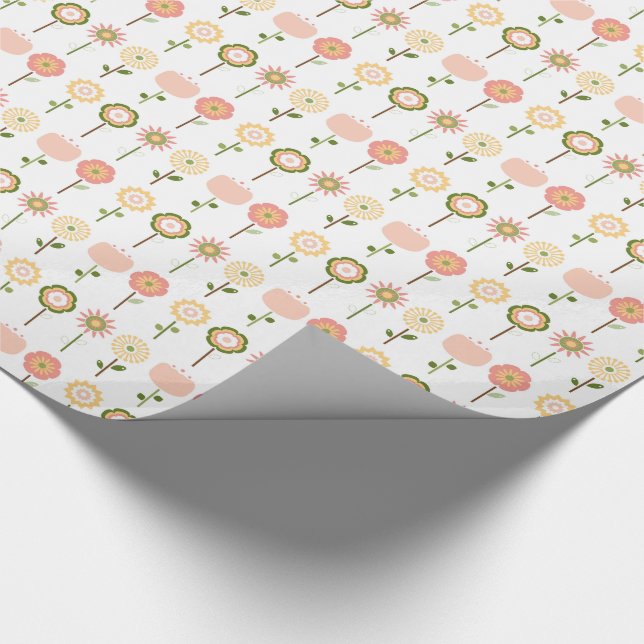 Söt Little Flowers in a Row Wrapping Papper Presentpapper (Hörn)