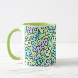 Söt Little Folk Art Flowers Charming Cheerful Mugg