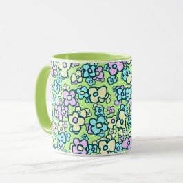 Söt Little Folk Art Flowers Charming Cheerful Mugg