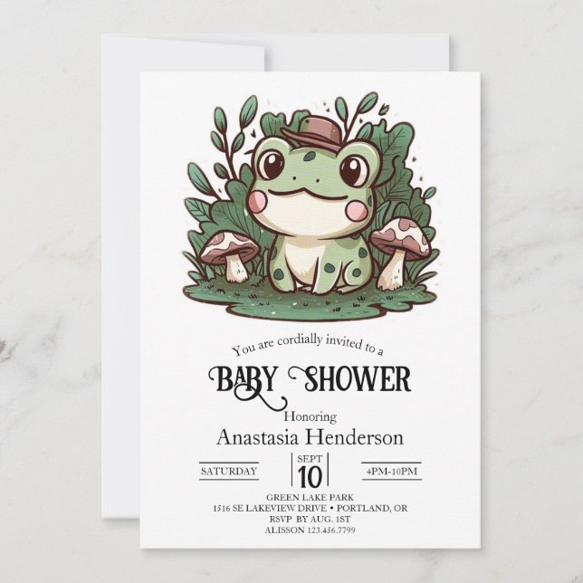 Söt Little Frog Baby Shower Inbjudningar (Framsida)