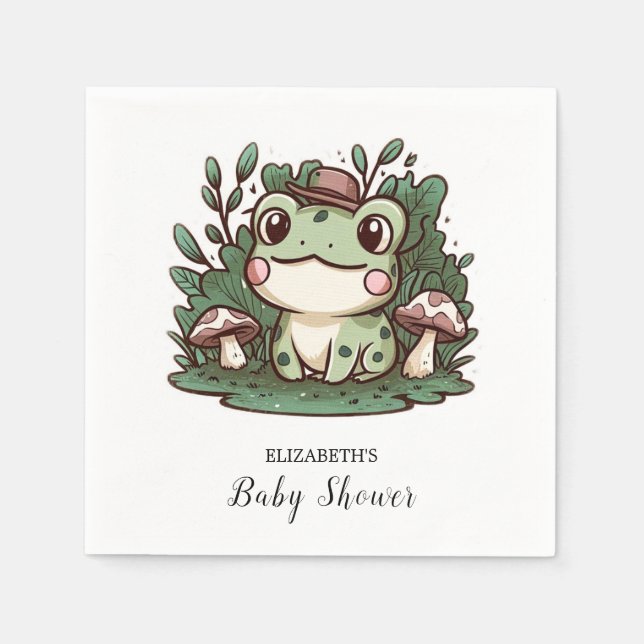 Söt Little Frog Baby Shower Pappersservett (Framsidan)