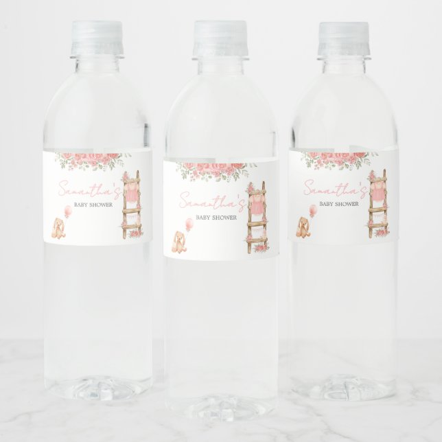 Söt Little Girl Boho Baby Shower Vattenflaskor Etikett (Flaskor)