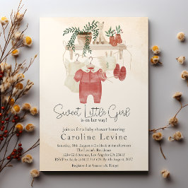Söt Little Girl Boho Clothes Baby Shower Inbjudningar