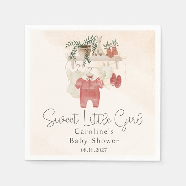 Söt Little Girl Boho Clothes Baby Shower Pappersservett (Framsidan)