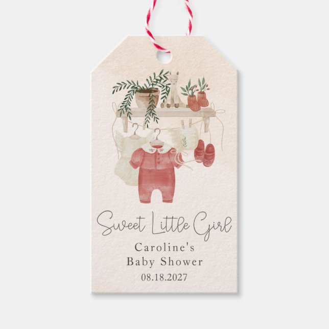 Söt Little Girl Boho Clothes Baby Shower Presentetikett (Framsidan)