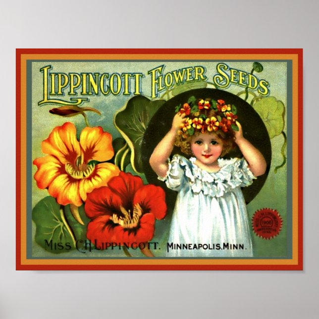 Söt Little Girl Flower Hair WAN Vintage Seed Poster (Framsidan)