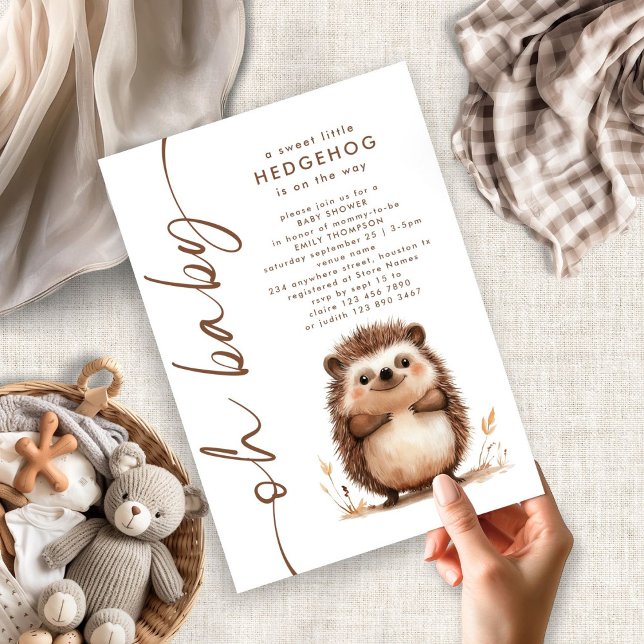 Söt Little Hedgehog Oh Baby Shower Inbjudningar (Skapare uppladdad)
