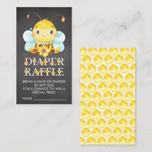 Söt Little Honung Bee Baby Diaper Raffle Biljett Tilläggskort (Fram/baksida)