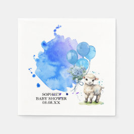Söt Little Lamb Blue Hydrangea Balloon Pappersservett