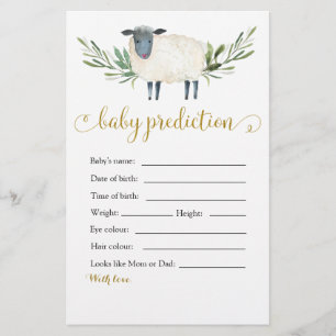 Söt Little Lamb Greenery Baby-förutsägelse