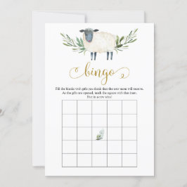 Söt Little Lamb Greenery Baby Shower Bingo Game Inbjudningar