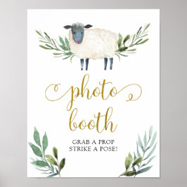 Söt Little Lamb Greenery Photo Booth-tecken Poster