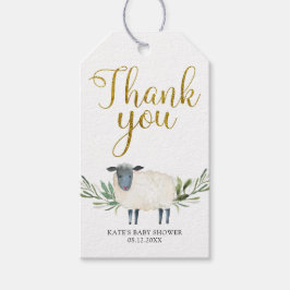 Söt Little Lamb Greenery Tack Märkre Presentetikett